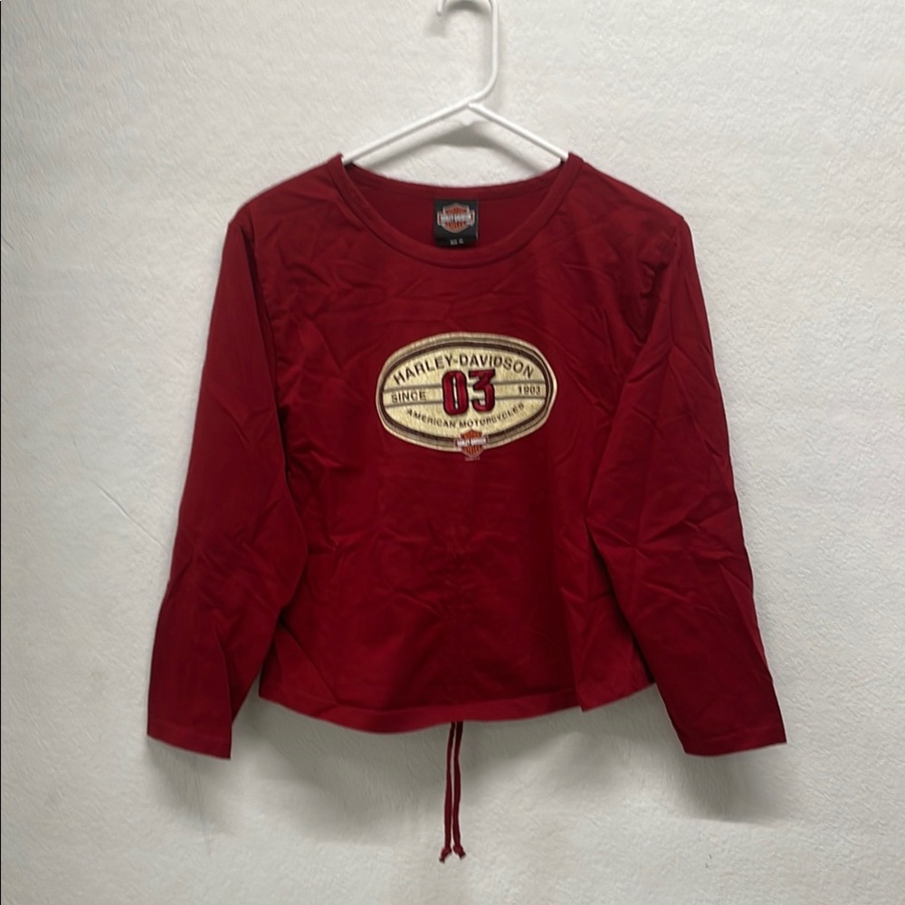 Harley-Davidson 2003 Burgundy Long Sleeve Crop Top